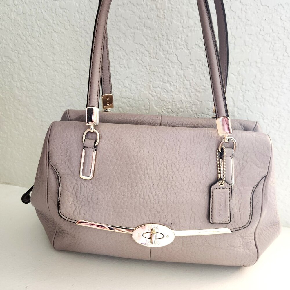 Euc Coach Madison Madeline Tan Leather Satchel Handbag Purse